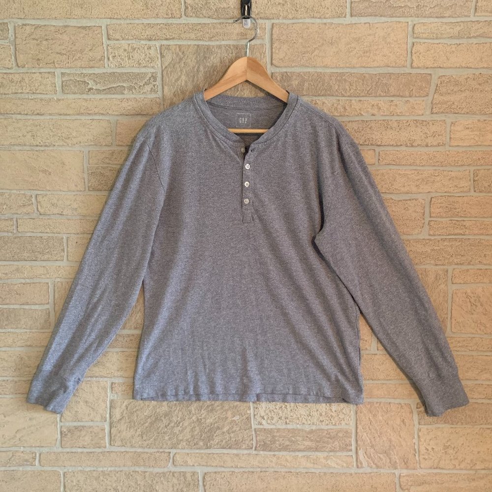 GAP Grey Henley Lightweight Sweater Longsleeve